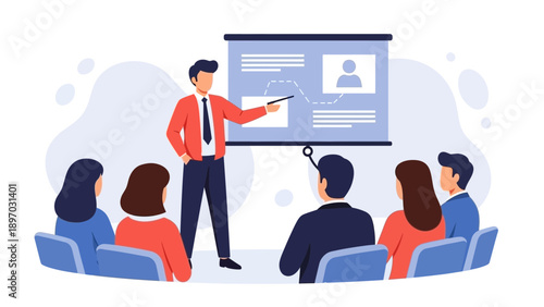 Business presentation with people attending a lecture