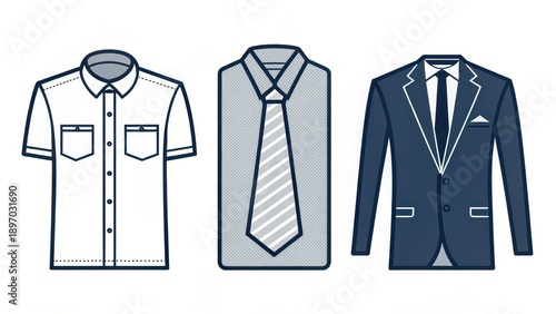 Business attire including shirt tie and blazer