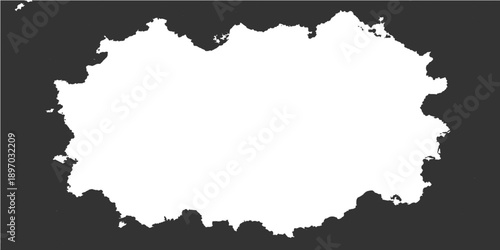 A black and white frame of flowers outlines an isolated vector map silhouette of world countries like France and the USA on an abstract geography illustration