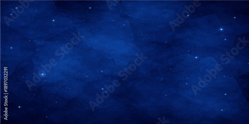 An abstract dark blue grunge background features a textured storm of clouds and smoke with light star patterns and a weathered paper design for a dramatic nature backdrop
