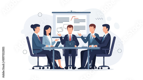 Business Meeting Team Collaboration Strategy Presentation Boardroom