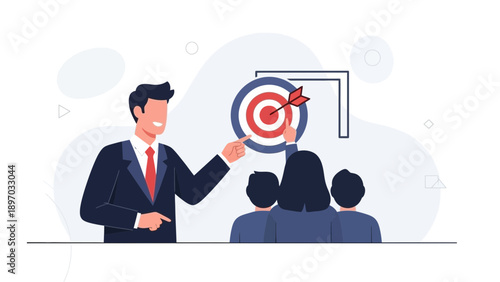 Business meeting with a goal and target achieved by team, strategy success