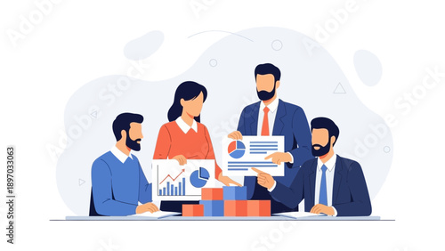 Business Meeting with Data Analysis and Charts