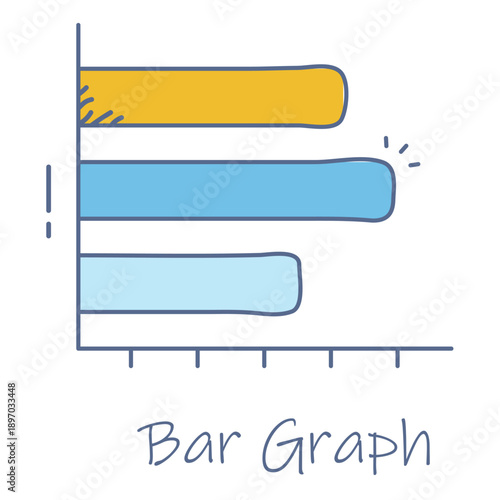 Hand Drawn Bar Graph Icon For Data Analysis Concept