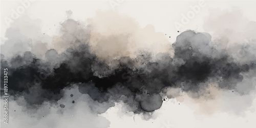 Dramatic blue sky and dark storm clouds swell over the city atmosphere with abstract white light and thick smoke pollution