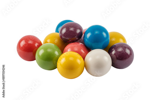 Pile of colorful round candies isolated on transparent background