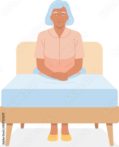 Senior woman sitting on bed resting in bedroom thoughtful mature female in casual clothes relaxing at home retiree in retirement residence lifestyle elderly care concept for assisted living facility h
