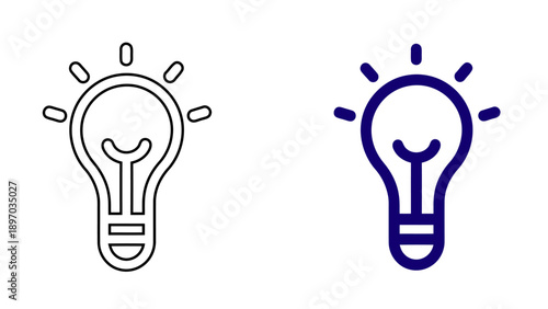 Minimalist Light Bulb Icon  Creative Idea and Innovation Concept Vector Illustration in Outline and Bold Line Styles