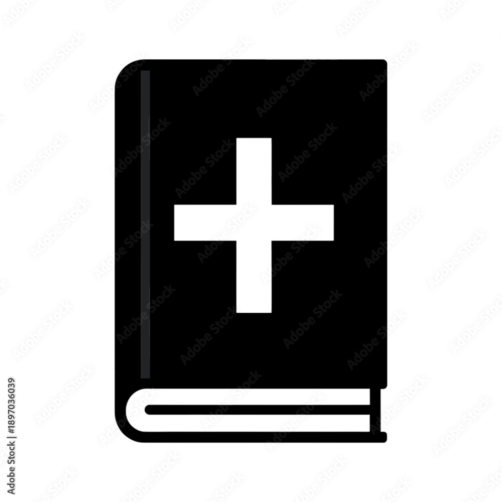 Fototapeta premium Book icon with cross symbol.