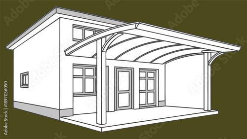 Professional stepwise architectural concept illustration Roof Canopy Development