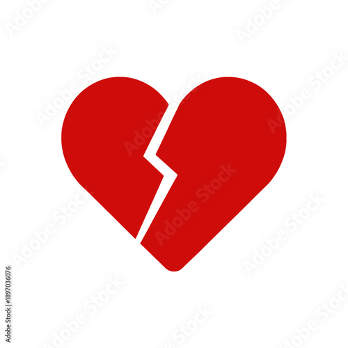 Broken heart flat vector icon.