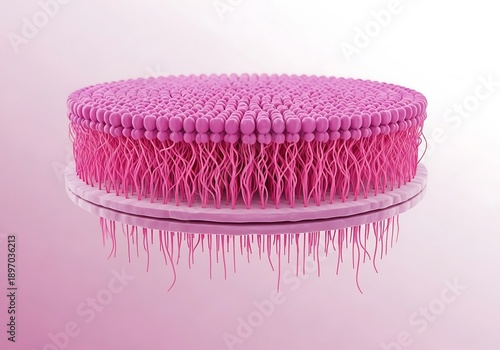 A pink textured circular object resembling a hairbrush or dense bristles