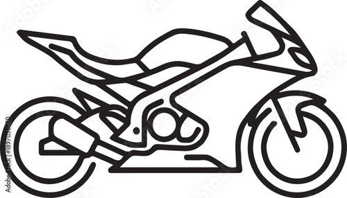 Heavy Motorcycle Line Icon – Cruiser, Sport Bike, Transport Symbol