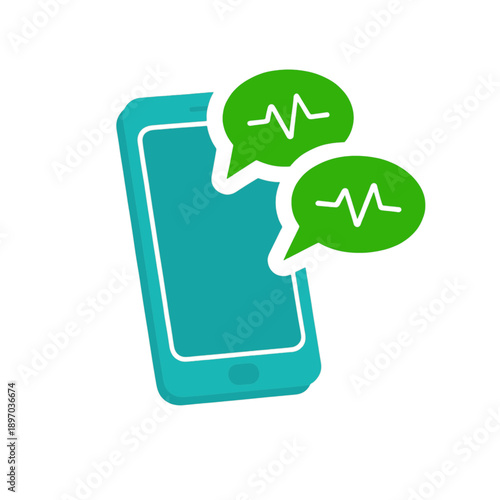 Flat vector icon of smartphone with chat bubbles.