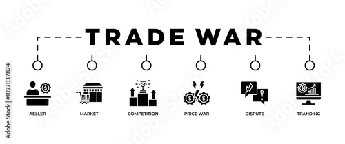 Trade war banner web icon vector illustration concept with icon
