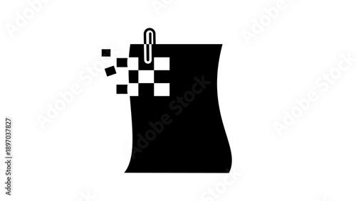 Digital document  symbol, black isolated silhouette