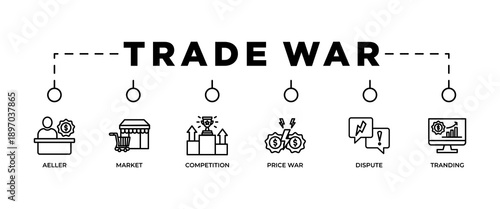Trade war banner web icon vector illustration concept with icon