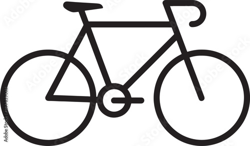 A simple and minimalist black outline icon of a classic bicycle for cycling and transportation