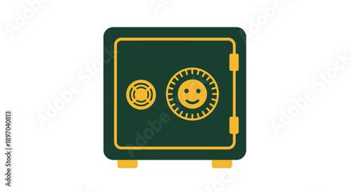 Happy Safe Box Icon. Financial Security and Wealth Protection Concept Vector Illustration.