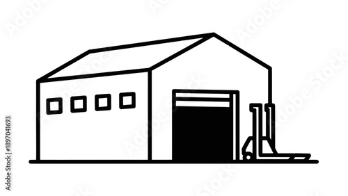 Warehouse with Forklift and Loading Bay