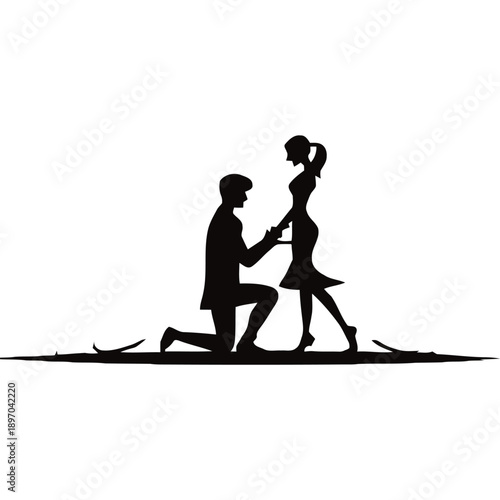 Marriage Proposal Silhouette – Romantic Couple Engagement Scen"