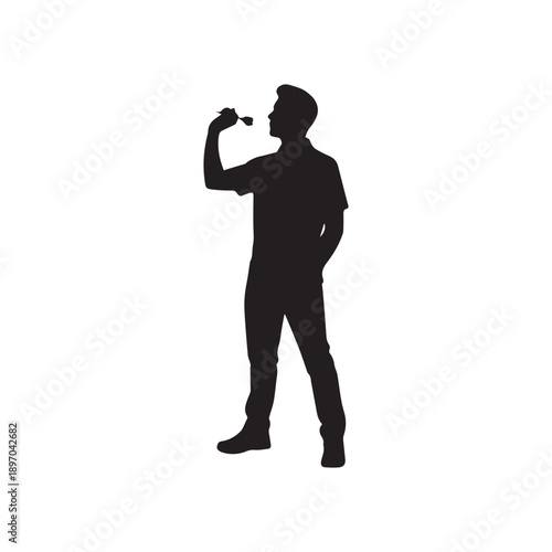 Darts thrower Silhouette, Vector, Icon, Logo, White Background