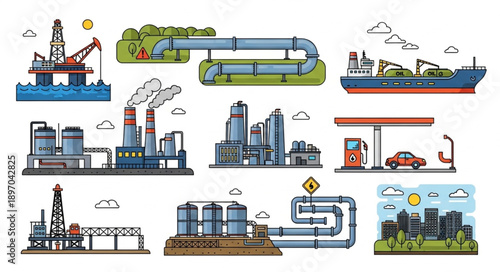 Collection of Industrial Facilities and Energy Production Structures.