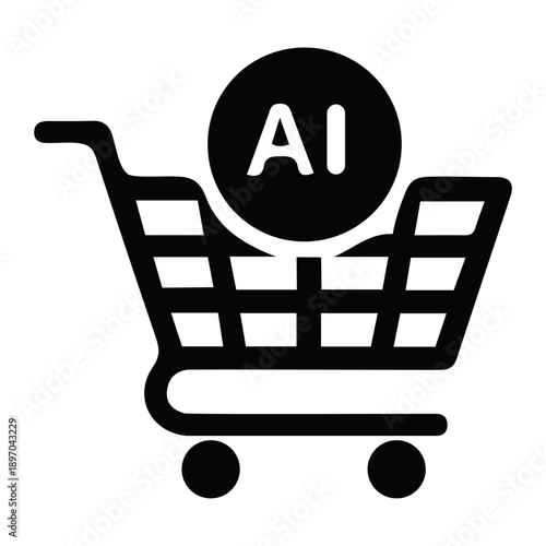 AI Powered Shopping Cart Icon for Modern Ecommerce Solutions.