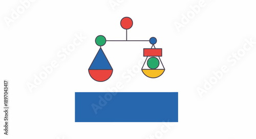 Abstract Balance Scale: Colorful Geometric Shapes Representing Weight, Imbalance, and Comparison