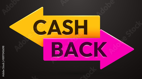Cash Back concept with colorful arrows on a dark background, perfect for loyalty and discount programs. Vector illustration