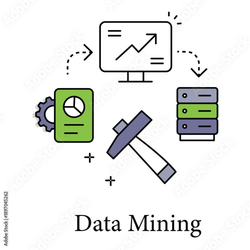 Data Mining Icon Showing Data Analysis And Knowledge Discovery Process