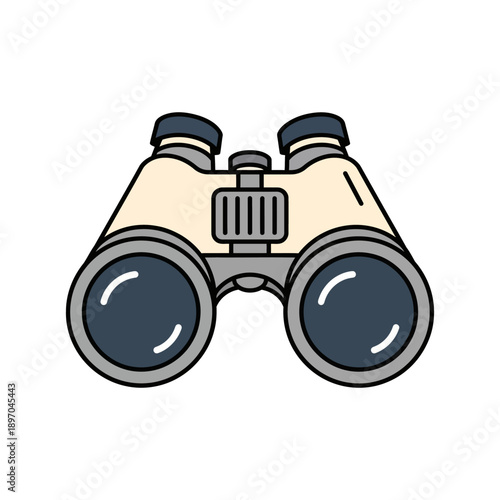 Binoculars For Viewing Distant With Beige And Grey Accents On White Background (59) d