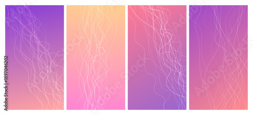 Set of abstract gradient backgrounds with wave beams