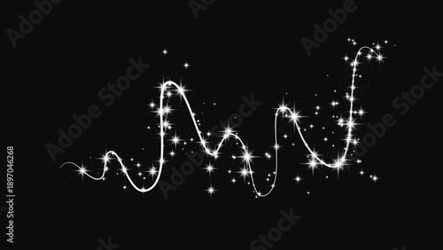 Silver glittering confetti wave and stardust