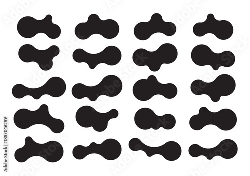 Set of abstract metaball shapes
