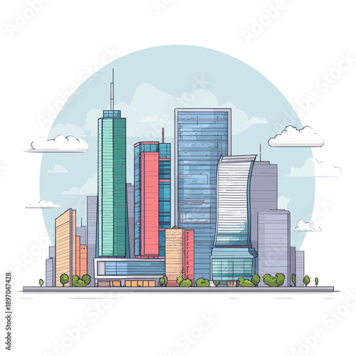 Modern Cityscape With Tall Skyscrapers