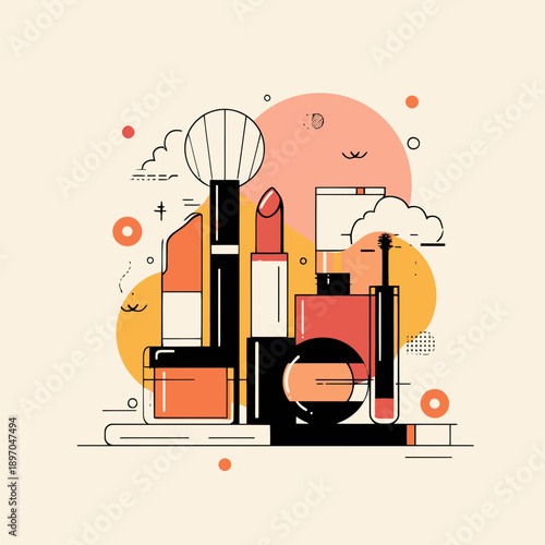 Modern Makeup Collection Illustration