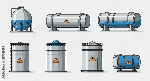 Collection of Industrial Storage Tanks and Containers.