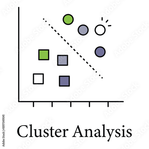 Cluster Analysis Icon For Data Segmentation And Analytical Pattern Discovery