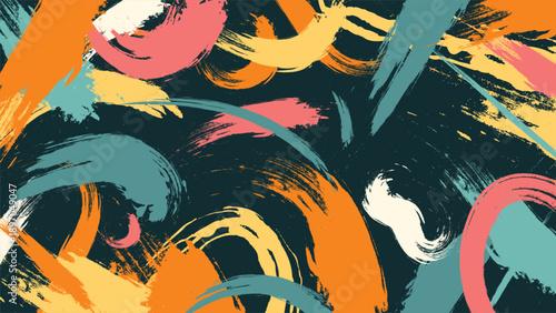 Creative abstract background featuring expressive paint brush strokes with bold colors on dark surface ideal for art design posters branding and modern creative projects