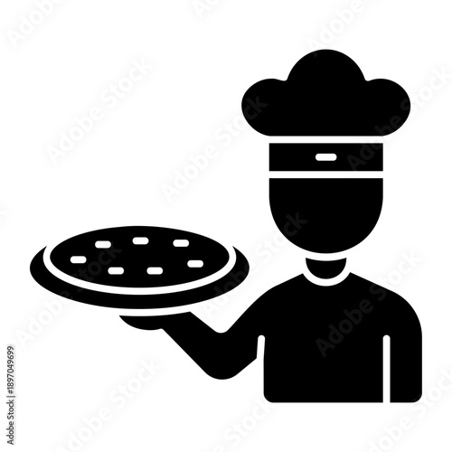Chef holding pizza