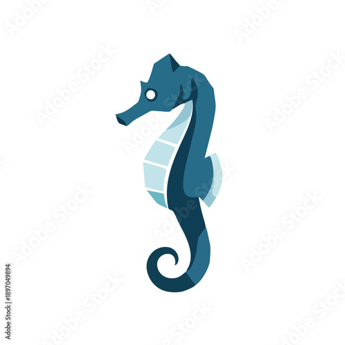 Corporate Seahorse Logo, Professional Branding Style, Clean Geometry, Flat Vector Illustration