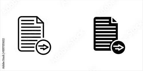 Send document linear icon. Thin line illustration. Text file with right arrow contour symbol. Vector isolated outline drawing