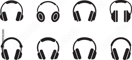 Collection of various types of headphones, illustrating diverse audio listening devices for music and sound