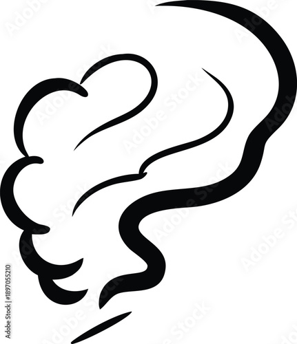 Fast motion cartoon smoke with stretched curves showing speed action and impact Vector illustration