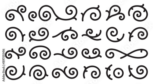 Decorative line borders, elegant design elements. Vector set of ornate patterns for invitations, certificates, documents. Vintage, swirls, flourishes. Black on white, intricate, detailed 