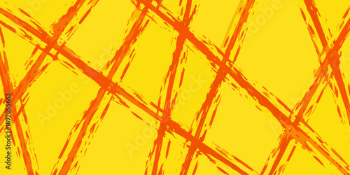 Abstract background with orange brushstrokes on a yellow canvas