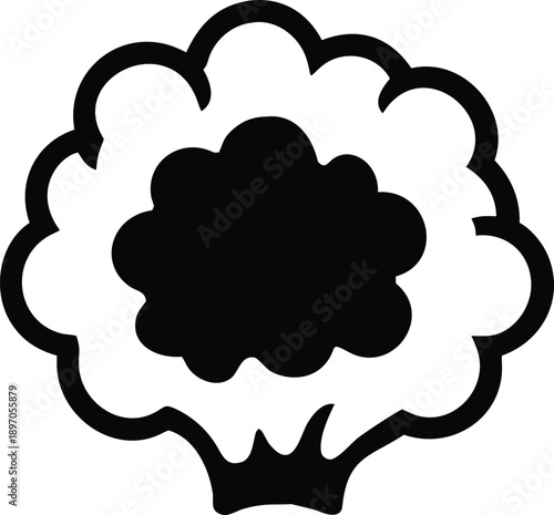 Rounded explosion smoke icon with bold cloud burst design On white Background Vector illustration