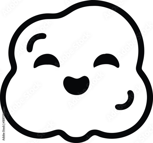 Sticker style cute white smoke with simple lovable cartoon appearance On white Background Vector illustration