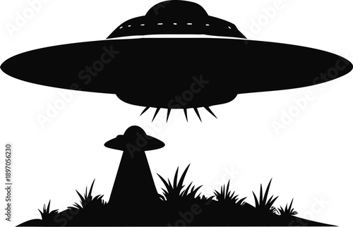 Silhouette Of A Ufo Hovering Over A Field